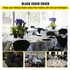 Black VEVOR stretch spandex folding chair covers with arched front, washable and fitted for weddings, parties, and events.