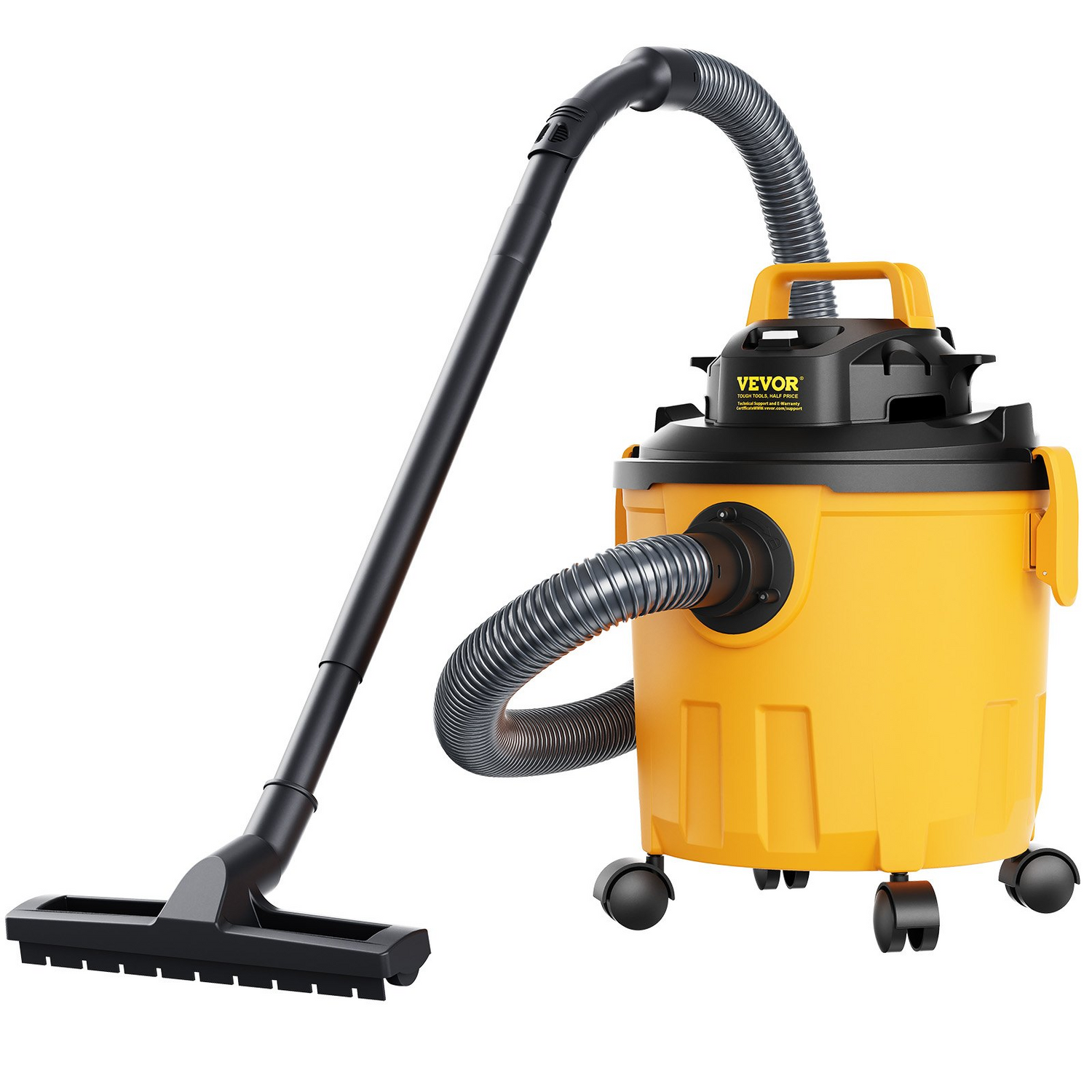 Start2Finish VEVOR 5-gallon wet/dry shop vacuum with powerful suction, blower, attachments, ideal for carpet debris, pet hair, and cars.