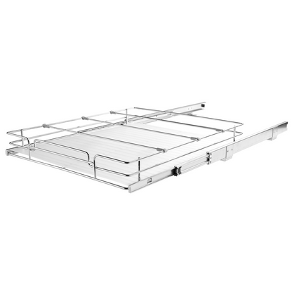 Start2Finish VEVOR 15.5-inch wide pull-out cabinet organizer with steel slide-out shelves for kitchen pantry or under sink storage.