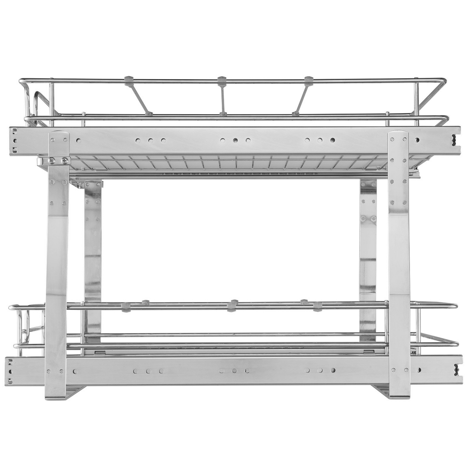 Start2Finish VEVOR 2-tier steel pull-out cabinet organizer with slide-out shelves for kitchen pantry storage.