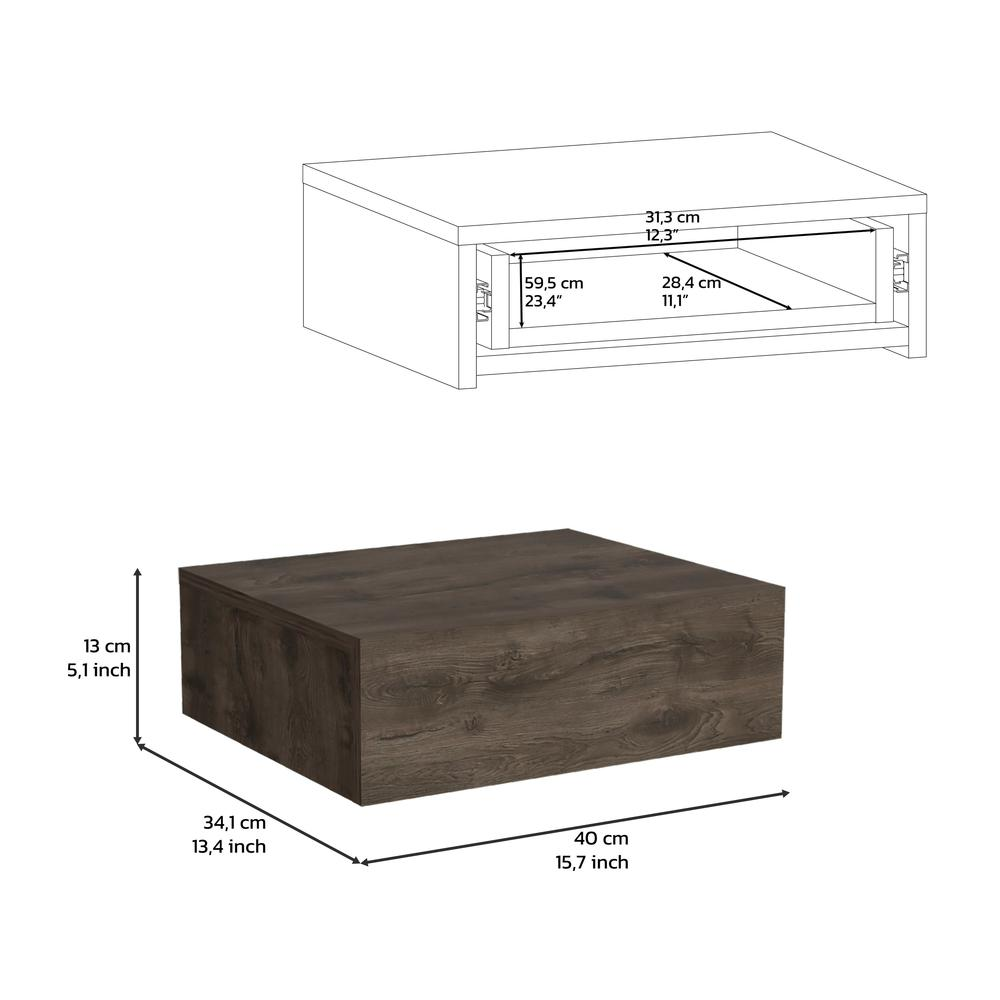 Modern wall-mounted Ivor floating nightstand with a drawer, from Start2Finish, featuring a sleek bedside shelf for bedroom storage.