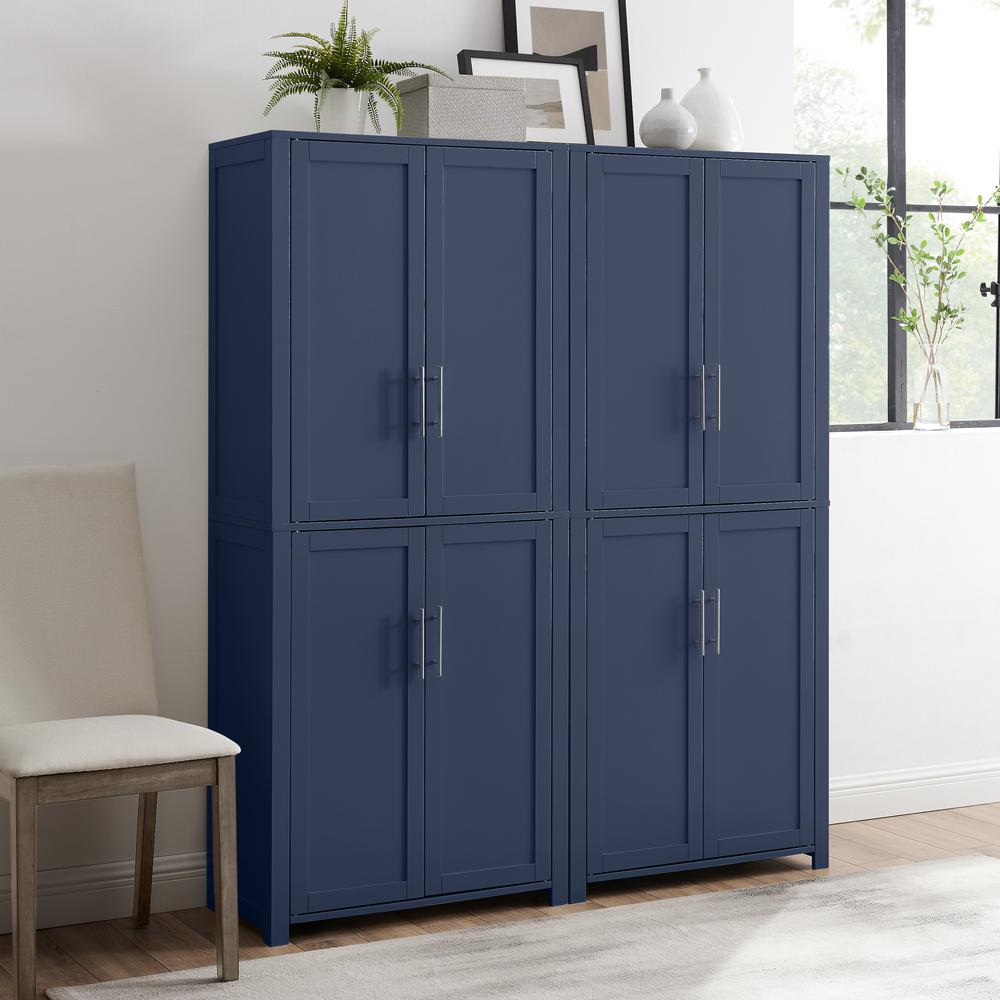 Start2Finish Savannah 2-Piece Kitchen Storage Pantry Set with two tall, wooden-finish pantries featuring multiple shelves and storage compartments.