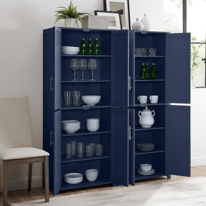 Start2Finish Savannah 2-piece kitchen storage pantry set featuring two tall, wooden pantries with shelves and cabinet doors.
