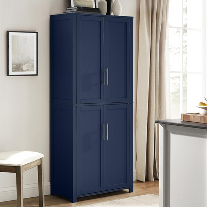 Start2Finish Savannah Tall Kitchen Storage Pantry with multiple shelves for organized food and kitchen supplies.