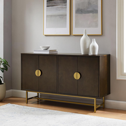 Start2Finish Blair sideboard with sleek wood finish, featuring multiple storage drawers and cabinet doors for modern home organization.