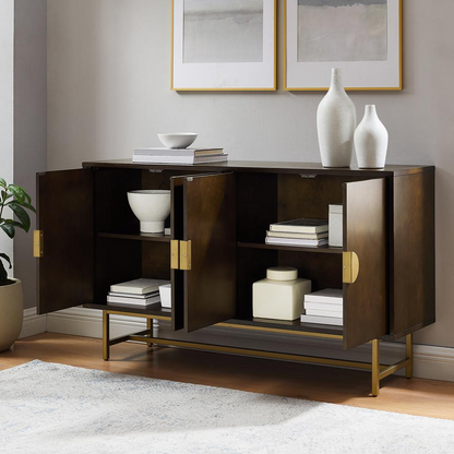 Start2Finish Blair sideboard with sleek wood finish, featuring multiple storage compartments and modern design.
