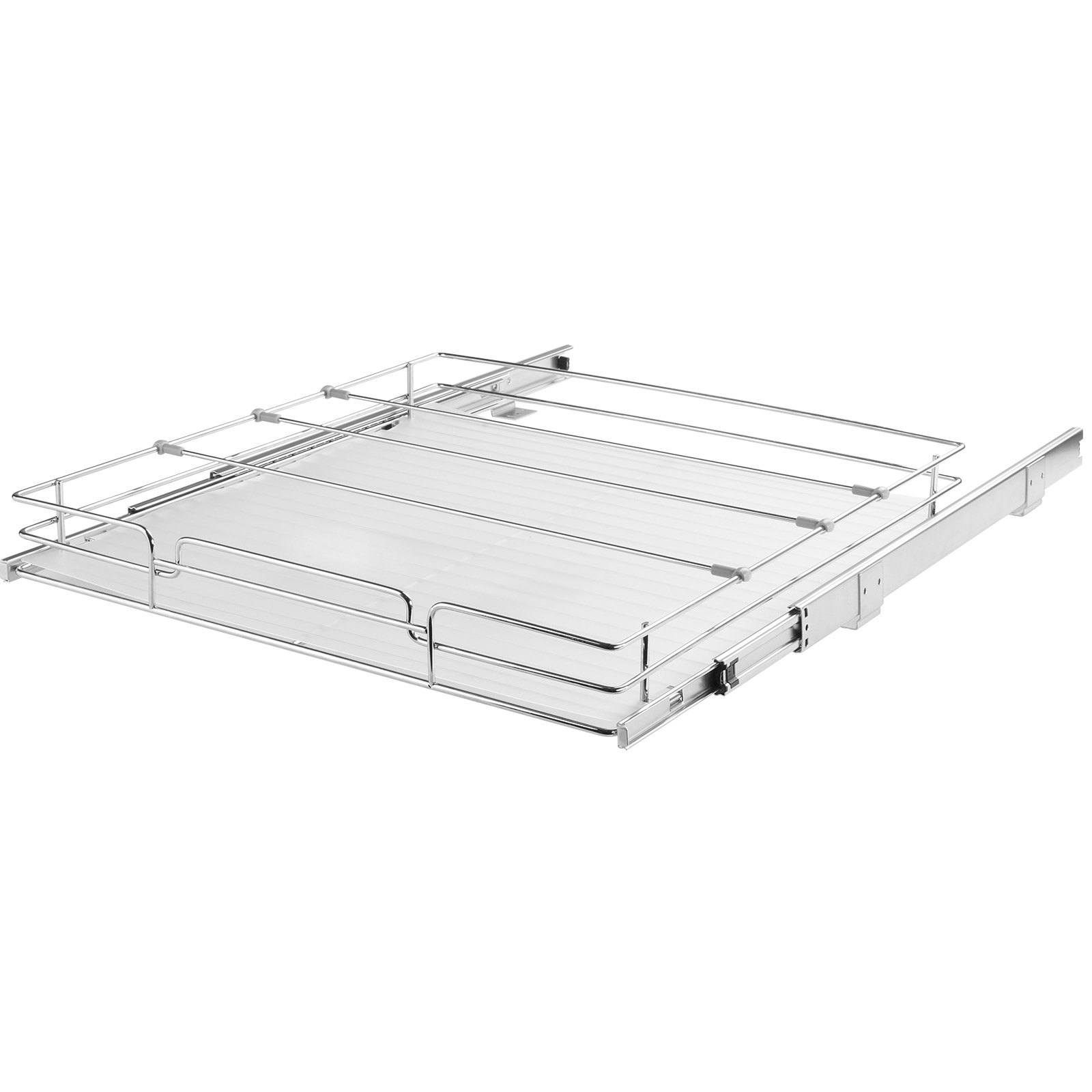Heavy-duty steel pull-out cabinet organizer by Start2Finish, with slide-out pantry shelves and drawers for under-sink storage.