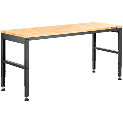 Start2Finish VEVOR adjustable 2000 lbs capacity workbench with power outlets, 48 x 20-inch heavy-duty surface, height adjustable.