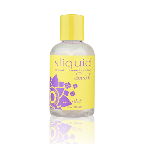 Start2Finish Sliquid Naturals Swirl Pink Lemonade flavored lubricant for adult use, shown in a clear bottle with pink liquid.