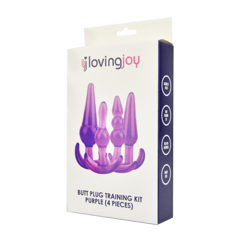 Start2Finish Loving Joy Butt Plug Training Kit in purple, featuring multiple sizes for comfortable anal training.