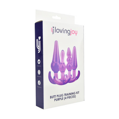 Start2Finish Loving Joy Butt Plug Training Kit in purple, featuring multiple sizes for beginner to advanced anal training.