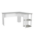 Techni Mobili modern grey L-shaped desk with side shelves, designed for functional home or office workspace setup.