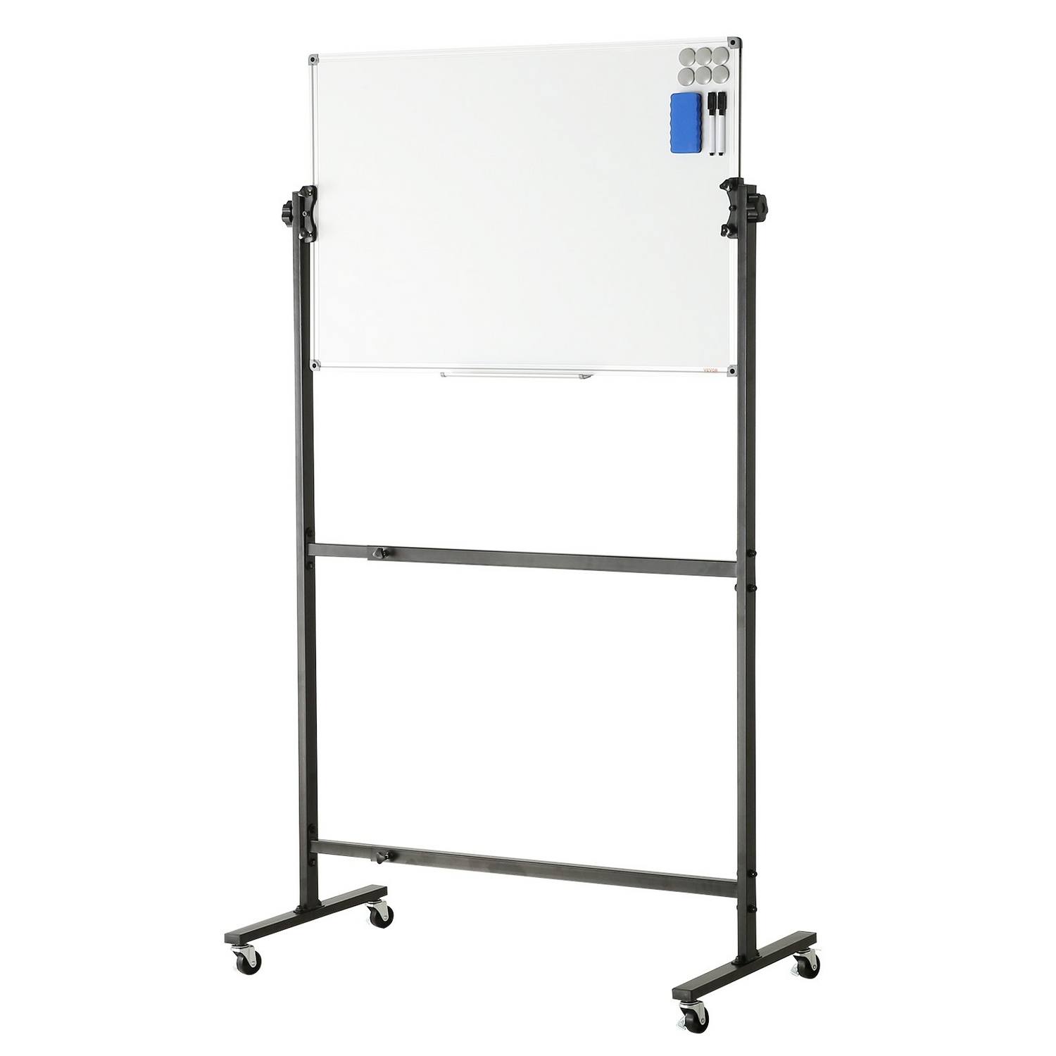 Start2Finish VEVOR magnetic whiteboard, double-sided 36x24-inch mobile dry erase board with adjustable height and accessories.