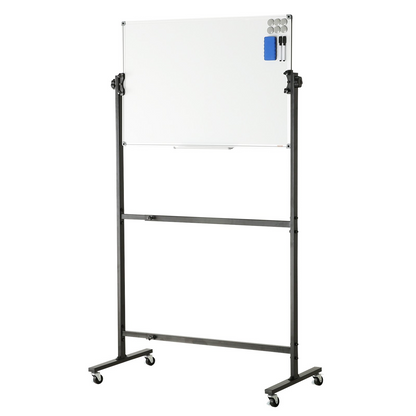 Start2Finish VEVOR magnetic whiteboard, double-sided 36x24-inch mobile dry erase board with adjustable height and accessories.