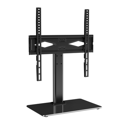 Start2Finish VEVOR TV stand mount with swivel, adjustable height, tempered glass base for 32-55 inch TVs in bedroom or living room
