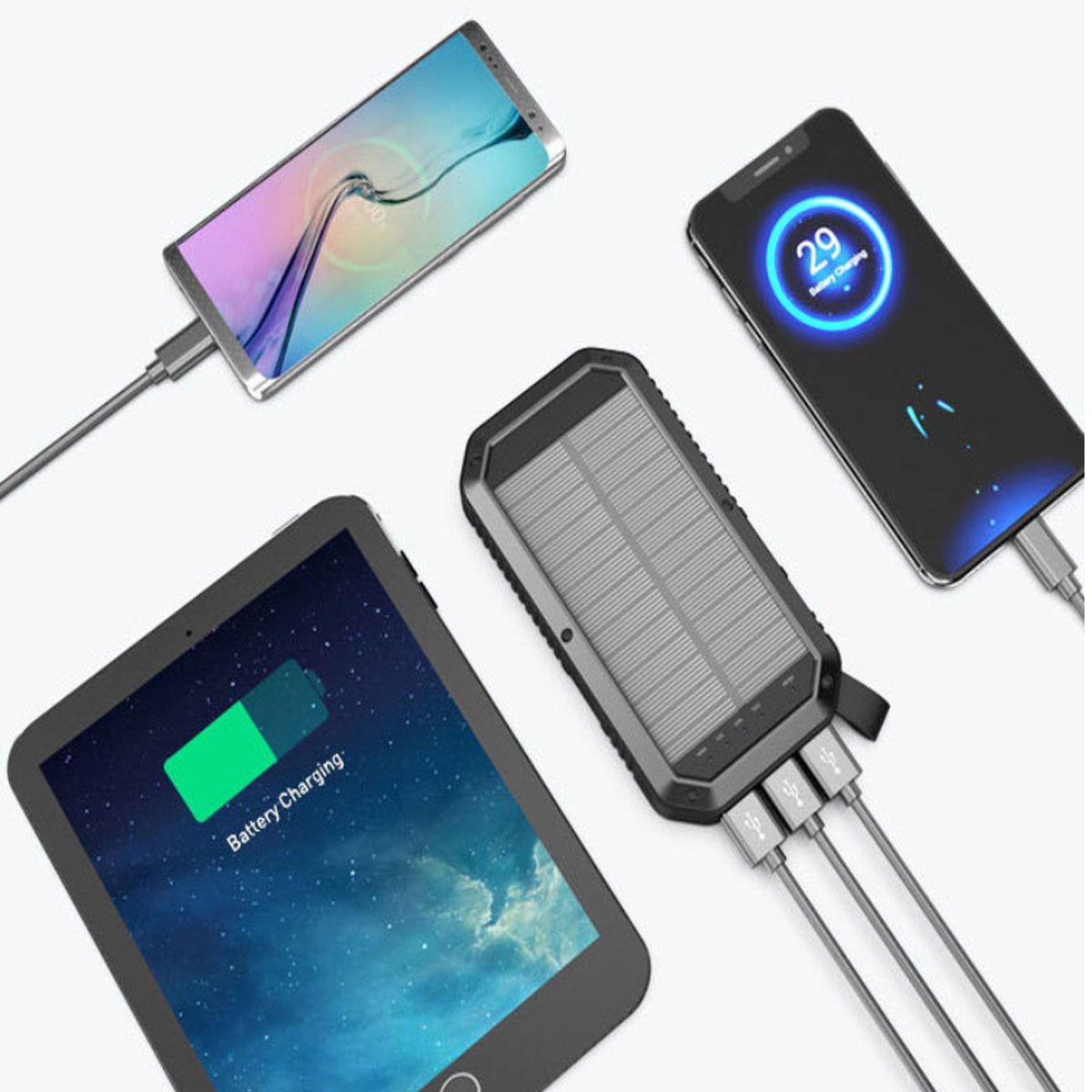 Salmon Lucky Sun Chaser Mini Solar Powered Wireless Phone Charger with 10,000mAh capacity, compact tech accessory for charging on the go.