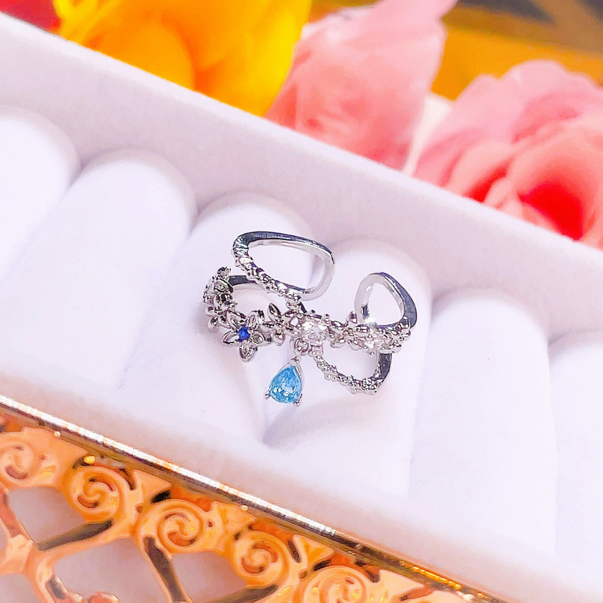 Start2Finish Sweet Garden Floral Teardrop Ring featuring delicate floral design and elegant teardrop shape in jewelry style.