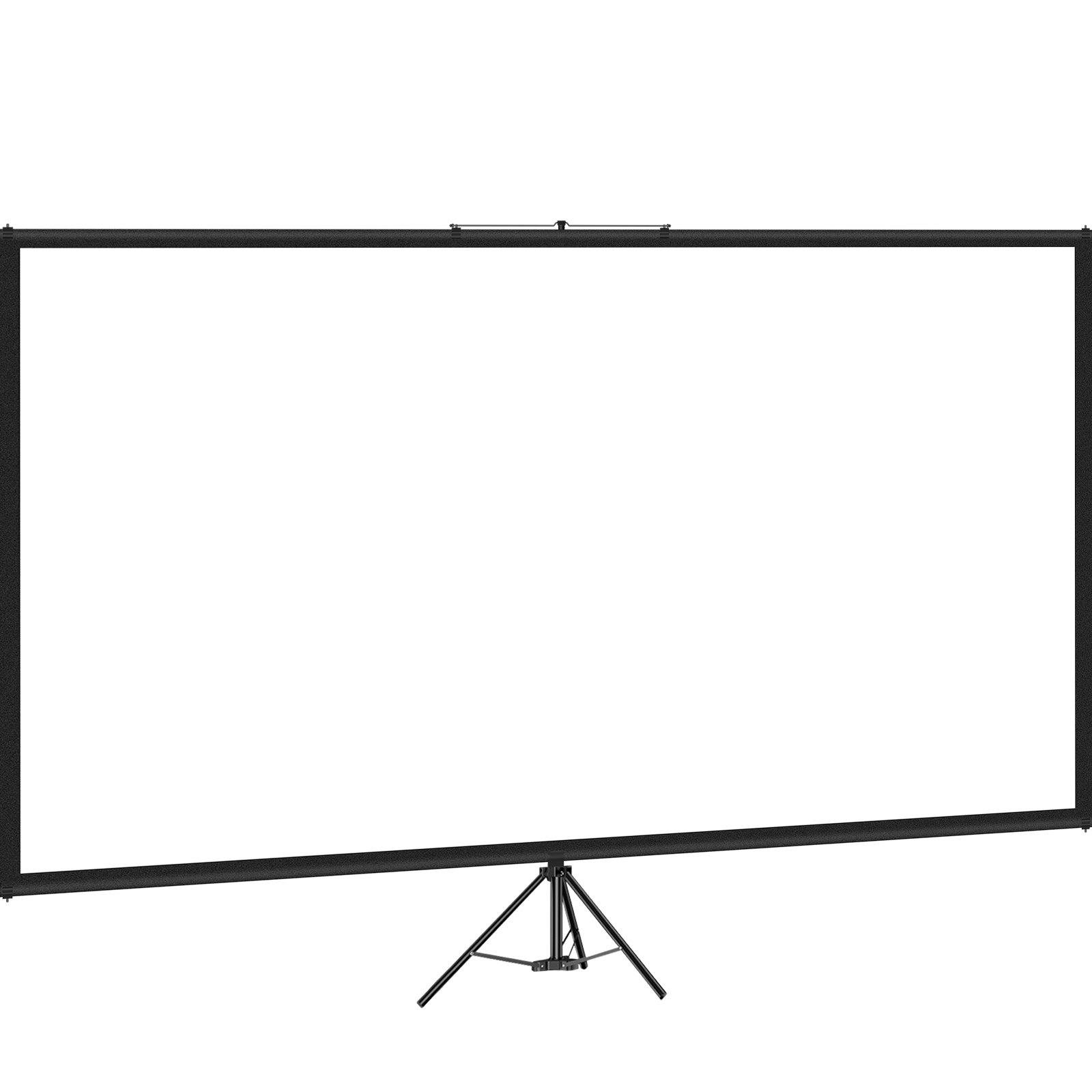Start2Finish 90-inch VEVOR tripod projector screen with stand, wrinkle-free, adjustable height, ideal for indoor and outdoor movie or gaming use.