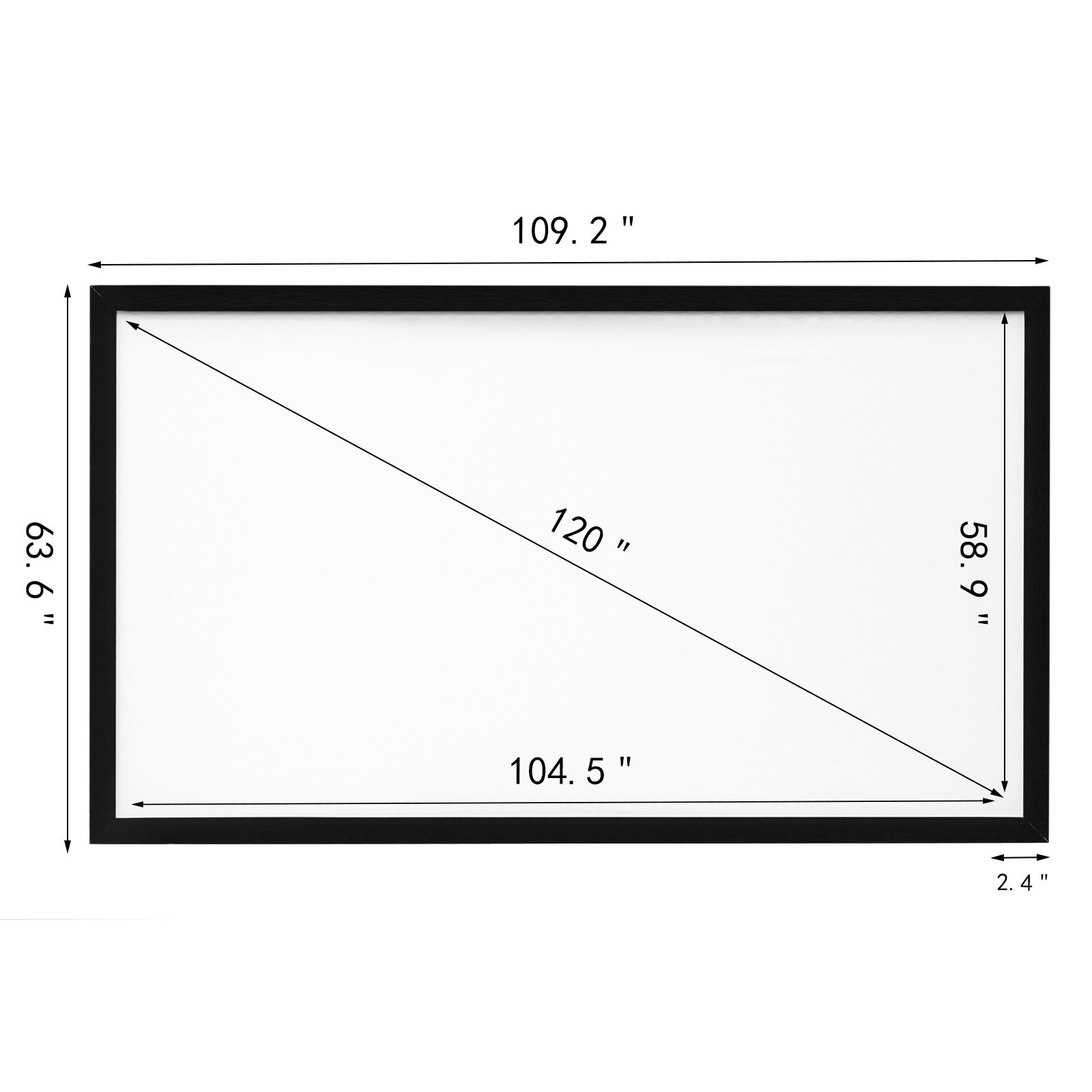 Start2Finish 120-inch 16:9 projector screen with fixed frame, ideal for 4K HDTV, movies, and 3D entertainment viewing