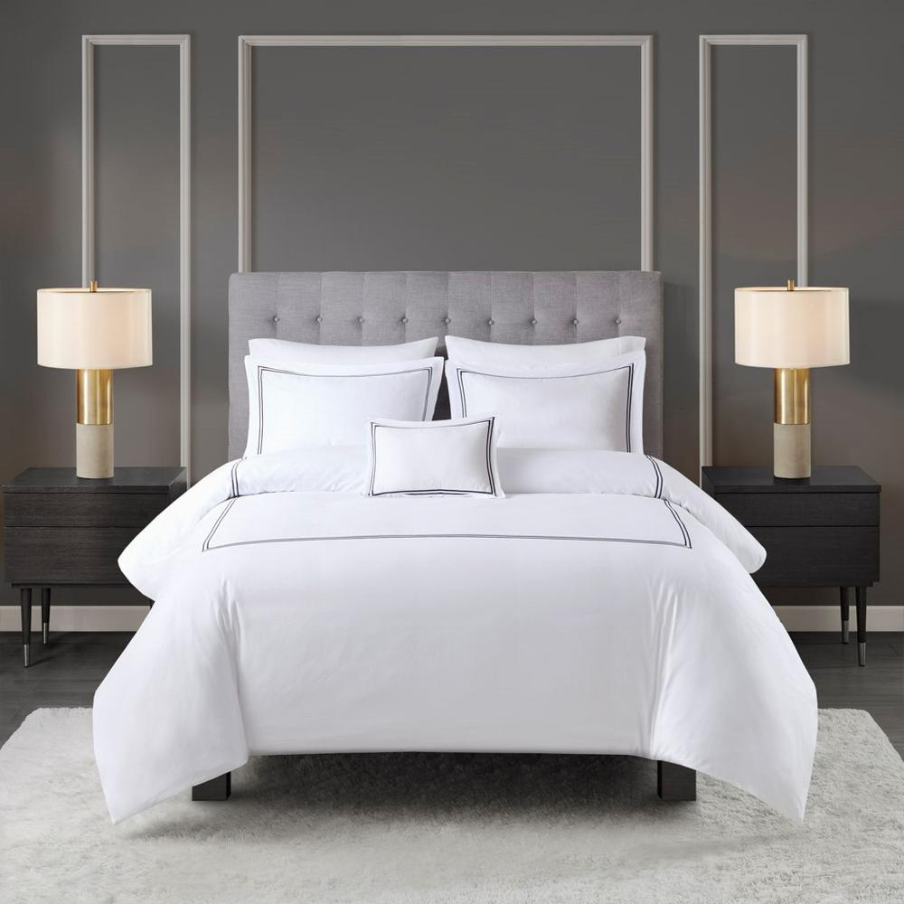 Start2Finish 100% cotton sateen embroidered duvet cover set in elegant bedding with detailed embroidery.