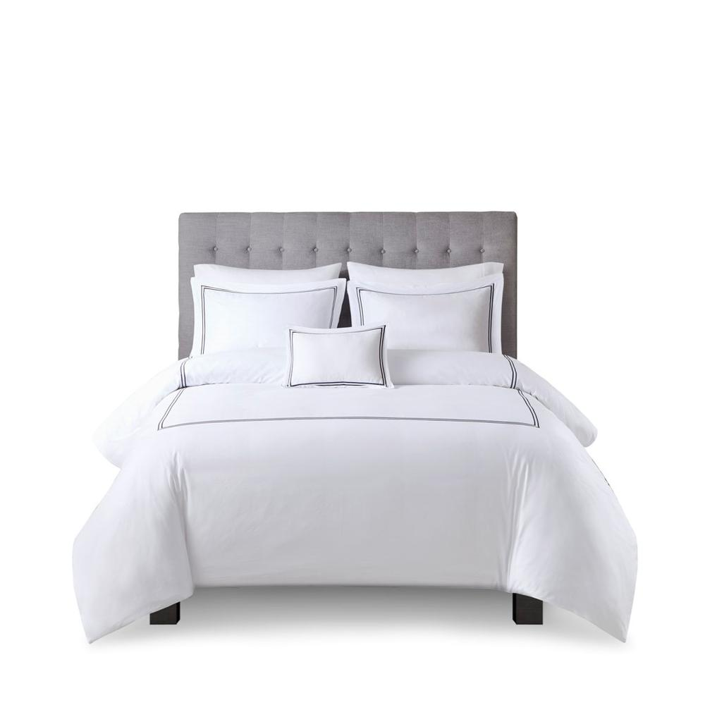 Start2Finish 100% cotton sateen embroidered duvet cover set, soft bedding with intricate embroidery design on white fabric.
