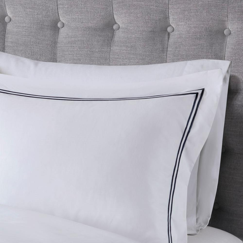 Start2Finish 100% cotton sateen embroidered duvet cover set shown in a cozy bedding arrangement with decorative pillows.