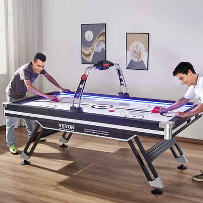 Start2Finish VEVOR air-powered hockey table with LED score system, 89-inch indoor hockey game for kids and adults.