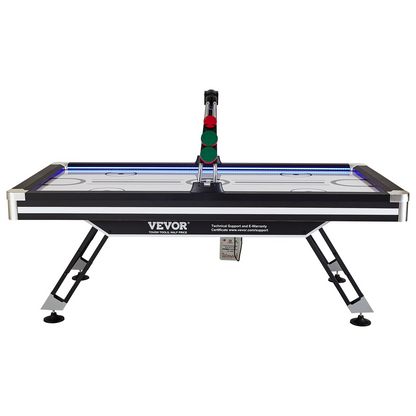 Start2Finish VEVOR air-powered hockey table with LED score system, 89-inch indoor game for kids and adults with pucks and pushers.