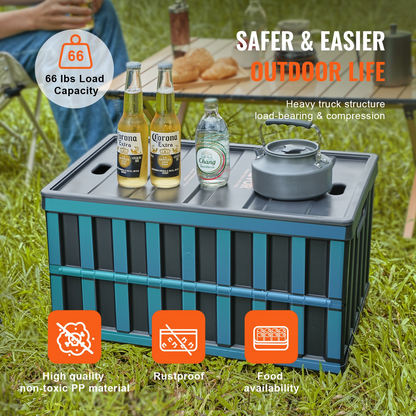 Start2Finish VEVOR collapsible storage bins with lids, 65L plastic stackable crates for organizing clothes, toys, and groceries.