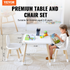 Start2Finish VEVOR kids table and 2 chair set, toddler-sized multi-activity furniture for art, crafts, and learning.