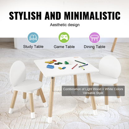 Start2Finish kids table with two chairs, toddler furniture set for art, craft, reading, and learning activities in a colorful playroom setting.