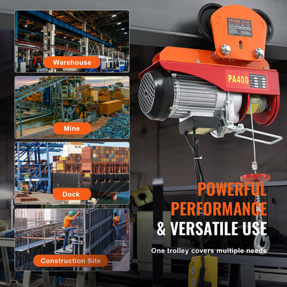Start2Finish VEVOR electric hoist manual trolley with dual wheels, adjustable flange width for I beam, 1100 lbs capacity