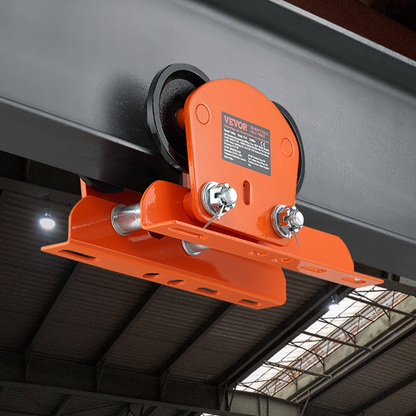 Start2Finish VEVOR electric hoist manual trolley with dual wheels, adjustable flange width for I-beam lifting capacity 1100 lbs.