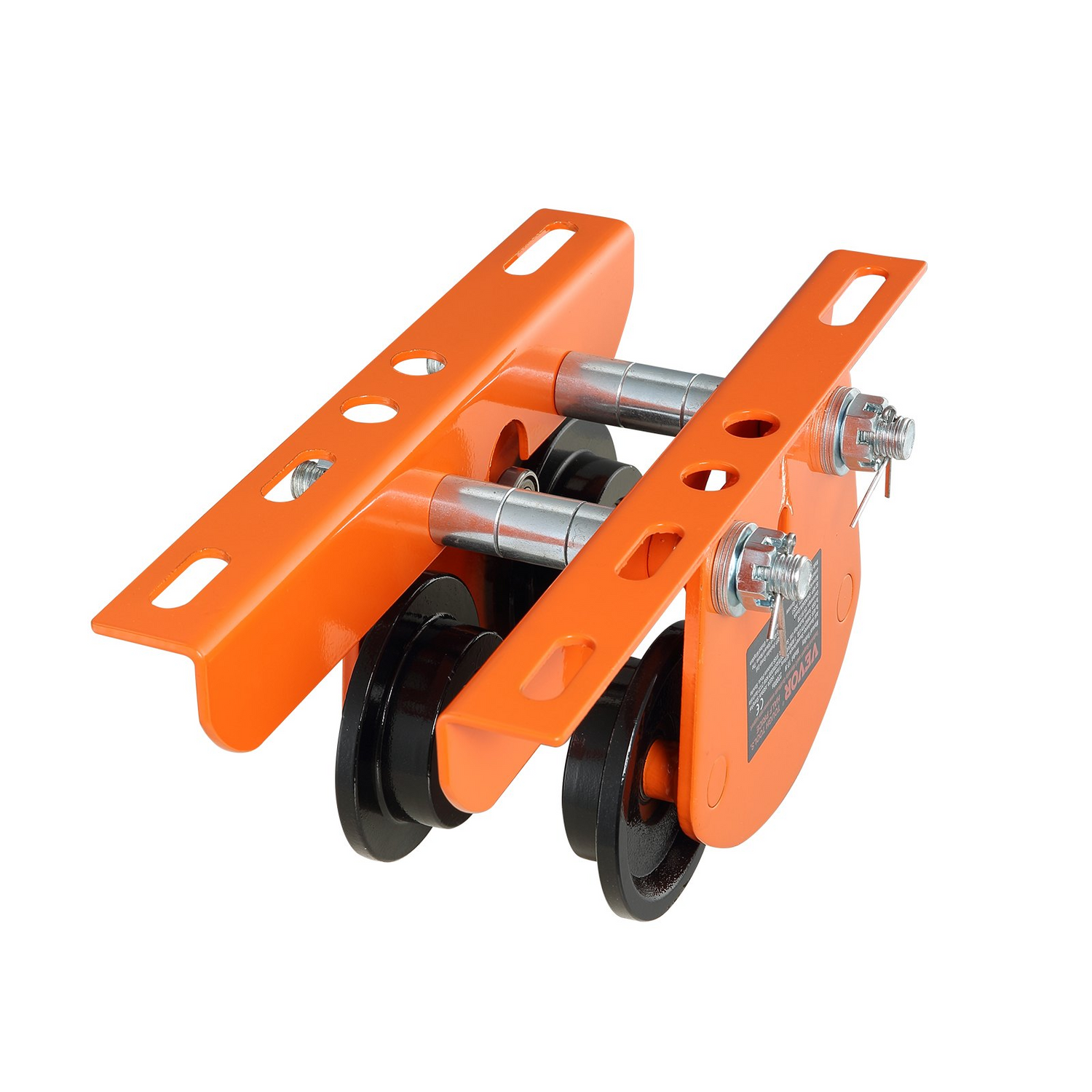 Start2Finish VEVOR Electric Hoist Manual Trolley with dual wheels, adjustable flange width, suitable for I-beam lifting applications.