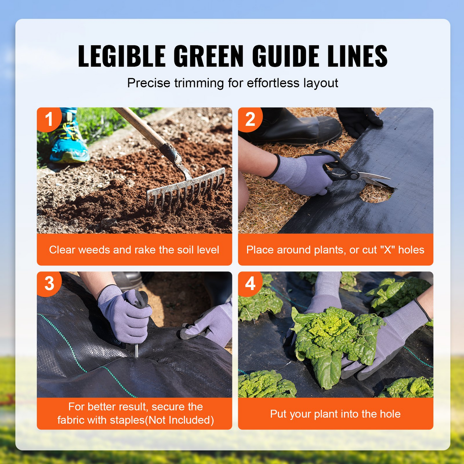 Start2Finish VEVOR 3ft x 50ft heavy-duty landscape fabric for weed control, woven geotextile garden cloth with high permeability.