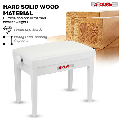 Start2Finish adjustable piano bench with thick 3.25-inch solid wood top, sturdy musician chair for keyboard and music practice.