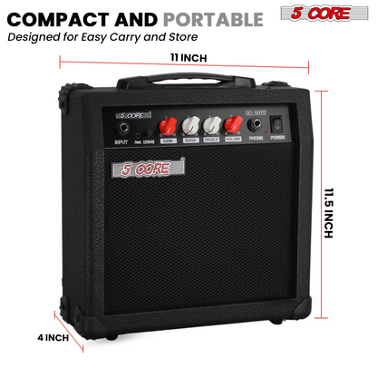 Start2Finish 20W 5 core guitar amplifier with built-in 6.5-inch speaker, headphone jack, portable electric mini amp for musical instruments.