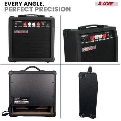 Start2Finish 20W portable guitar amplifier with built-in 6.5-inch speaker, aux input, and headphone jack for electric musical instruments.