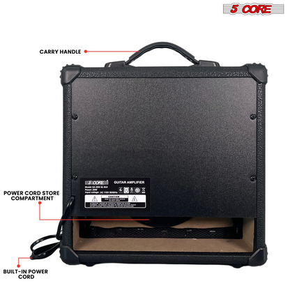 Start2Finish 20W portable guitar amplifier with built-in 6.5-inch speaker, aux input, and headphone jack for musical instrument use.