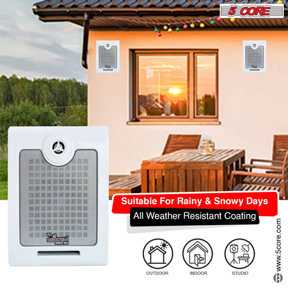 Start2Finish 5Core outdoor stereo in-wall speakers, 500W peak passive home audio system with sleek design and weather-resistant build.