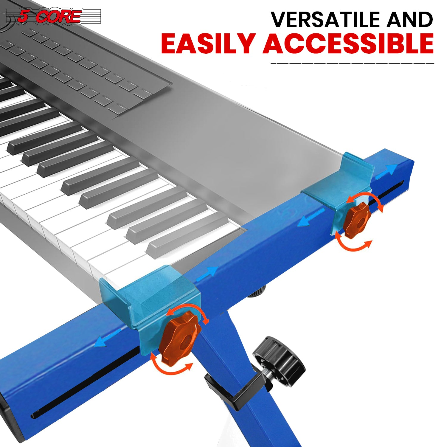 Start2Finish 5-core Z-shape adjustable keyboard stand for piano and DJ controllers, foldable heavy-duty metal construction