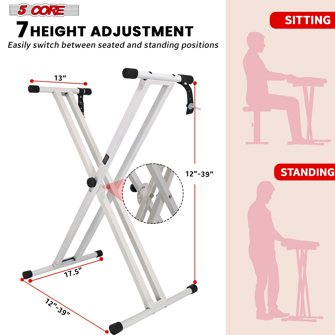 Start2Finish 5 core keyboard stand and padded musician chair set with adjustable keyboard stands and comfortable padded seats.