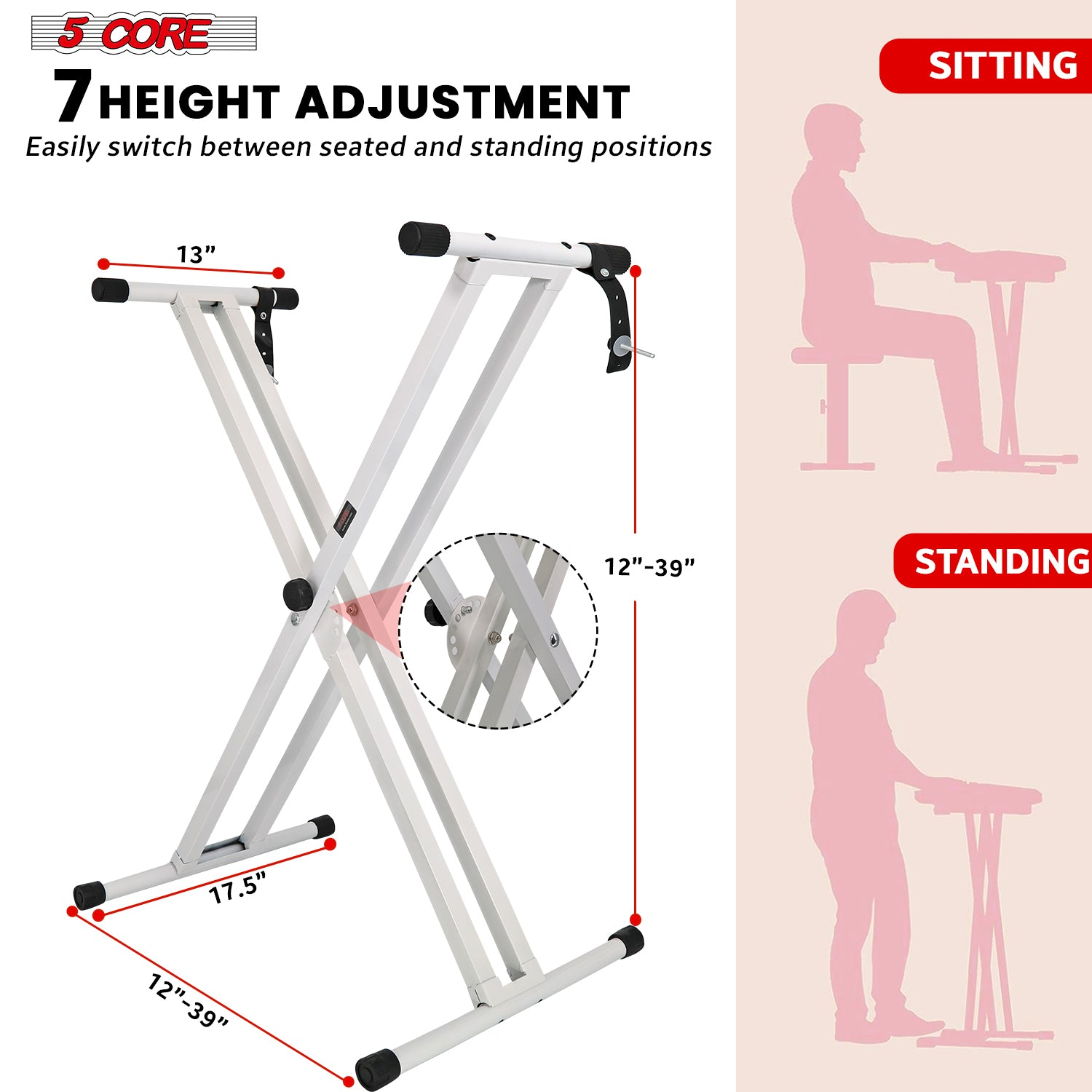 Start2Finish 5 core keyboard stand and padded musician chair set with adjustable keyboard stands and comfortable padded seats.