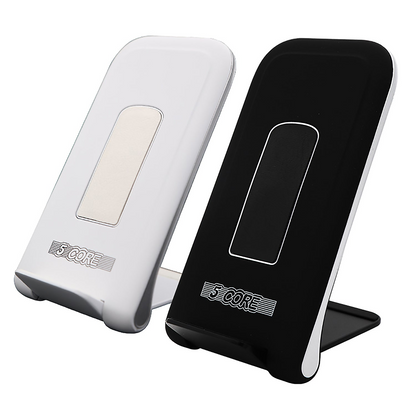 Start2Finish 5 Core Wireless Charging Stand with dual 10W fast chargers and sleep-friendly light, designed for convenient device charging.
