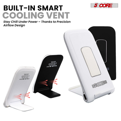 Start2Finish 5 Core Wireless Charging Stand with sleep-friendly light, 10W fast charging, dual station for smartphones and devices