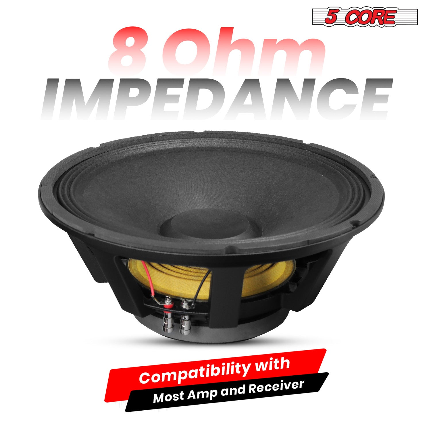 Start2Finish 15-inch 350W RMS subwoofer speaker with full-range PA DJ audio, 8 ohm bass replacement driver, durable electronic component