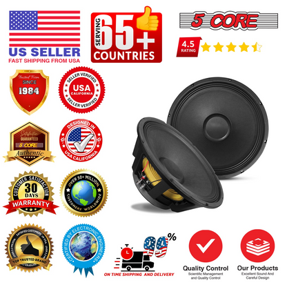 Start2Finish 15-inch 5-core subwoofer speaker with 350W RMS, full-range PA DJ audio bass driver, 8 Ohm replacement speaker.