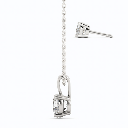 Start2Finish 3CTW moissanite stud earrings and pendant necklace set in 14K white gold overlay, featuring sparkling gemstone accents.