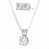 Start2Finish 3-carat total weight moissanite stud earrings and pendant necklace set in 14K white gold overlay, featuring sparkling gemstone designs.