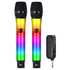 Start2Finish wireless karaoke microphone with RGB lights, rechargeable, designed for singing and musical performances.